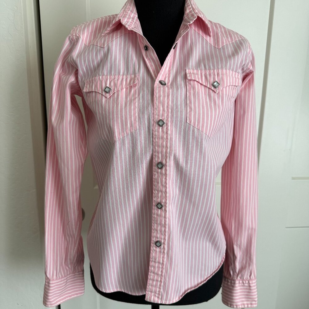 VTG Blue Label Ralph Lauren Pink Button Down Shirt w/ Diamond Pearl Buttons Sz 4 - Picture 8 of 8